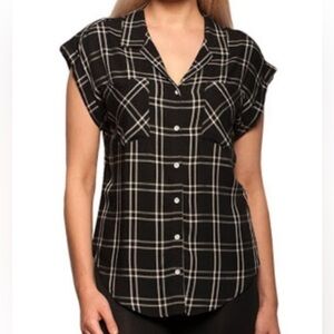 Jachs Girlfriend - Black & White Plaid Button Down